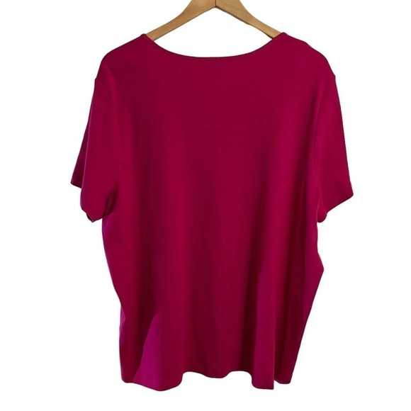 St. John’s Bay Hot Pink Blouse Plus Size 3X Beaded Sequins Embellished Neckline - Picture 2 of 7